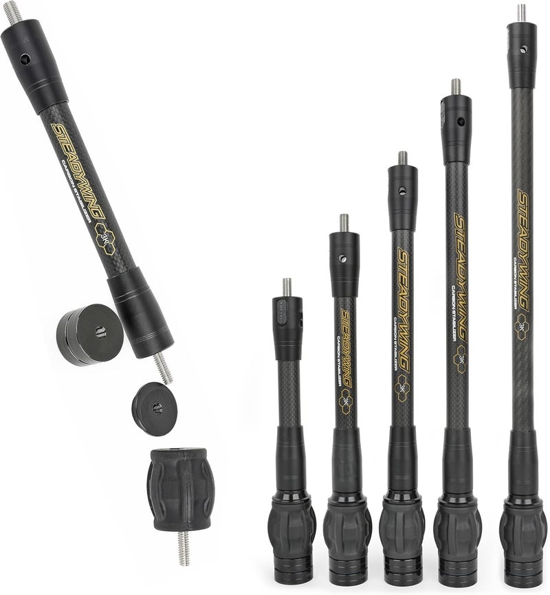 limaity Bow Stabilizer for Compound Bow 6" 8" 10" 12" 15" Archery 3k Carbon Balance Bar Absorber with Weights Absorption for Bow Hunting Shooting - Image 1